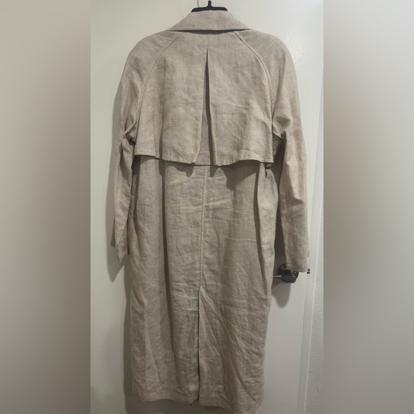 ZARA Like New Linen Long Trench Coat, Small - Picture 3 of 6